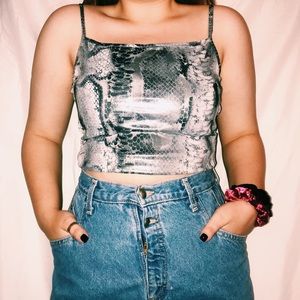 90S VINTAGE SNAKESKIN PRINT TANK CROP TOP